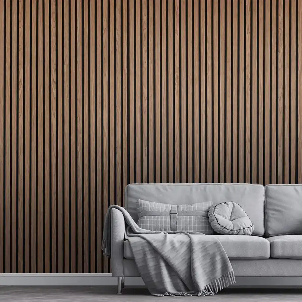 Slatwall Ultra Walnut 60cm X 2.4m Acoustic Wall Panel – Wet Walls 